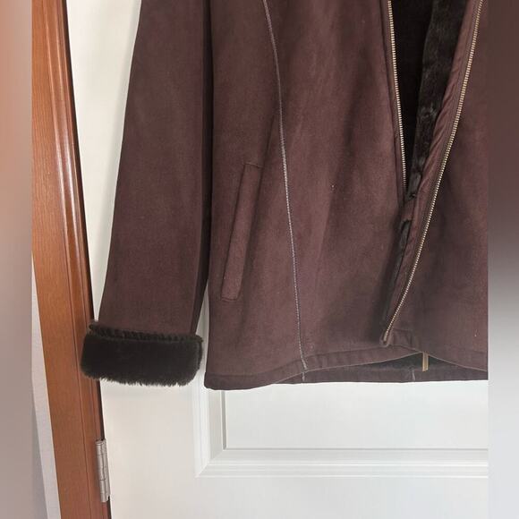 Vintage Marvin Richards Brown Faux Fur Lined Faux Sude Warm Winter coat Jacket M - Picture 11 of 15